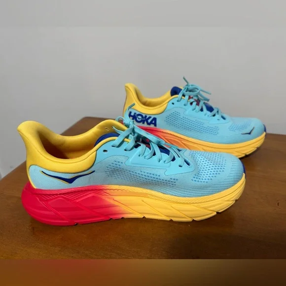 Hoka Athletic Shoes in Blue, Yellow, and Pink - Picture 2 of 8